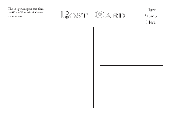 Click here to download the free winter holiday postcard 2 template.