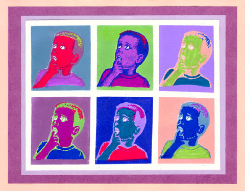 A fun card inspired by the works of Andy Warhol and a stamp from Time to Stamp.